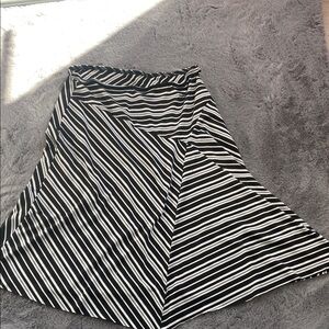 A. Byer Black & White Striped A-Line Skirt